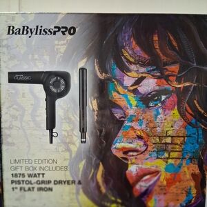 BaByliss Black Hair Dryer and Flat Iron Set